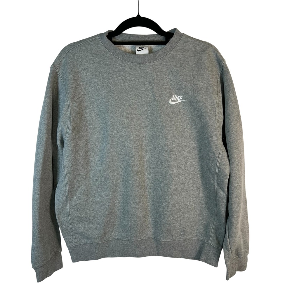 Nike Sportswear Club Fleece Crewneck Sweatshirt Gray Mens Medium Swoosh Logo